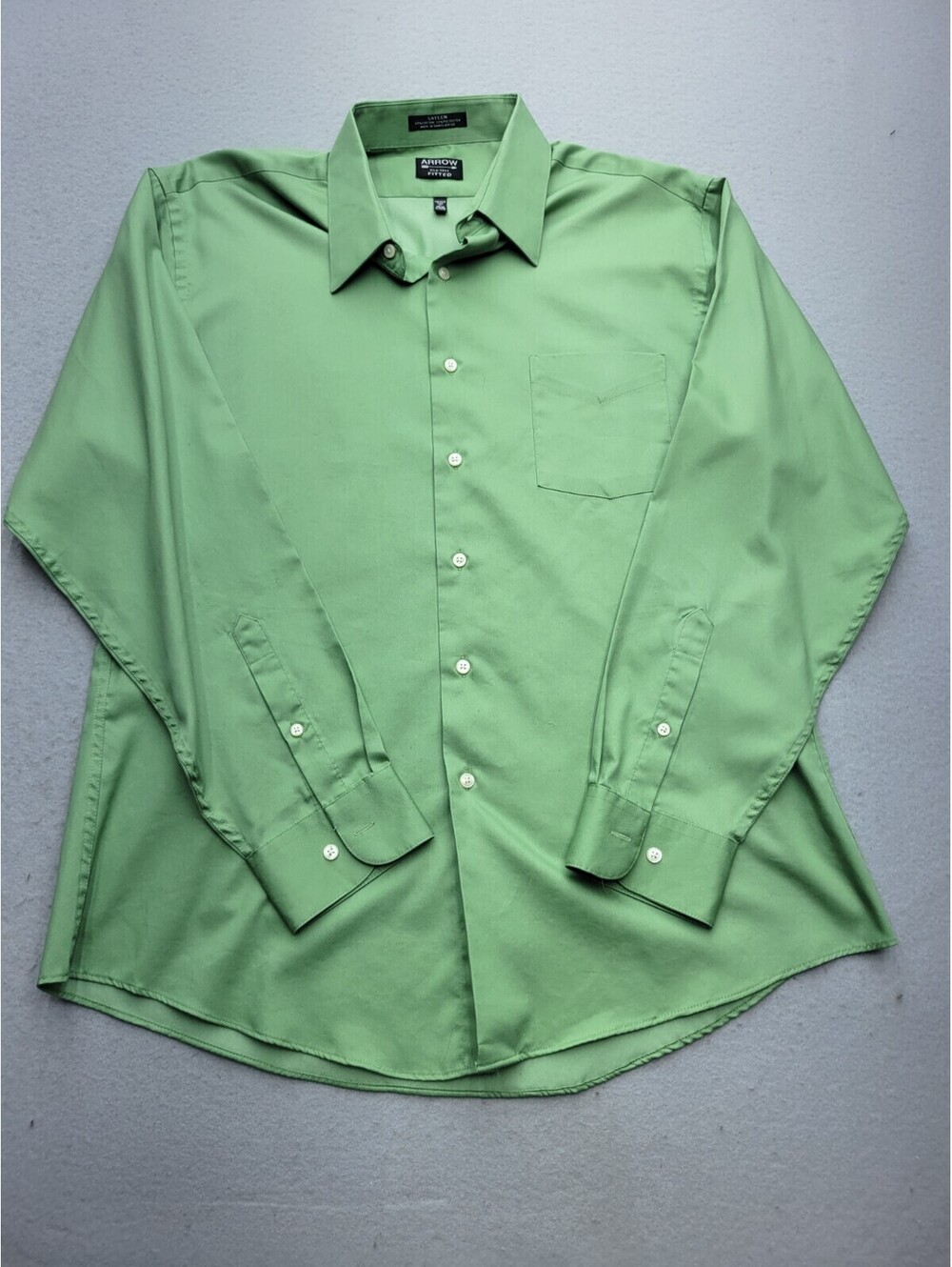 Arrow Men Button-Up17 34-35 Green Fitted Cotton Blend Long Sleeve Bangladesh